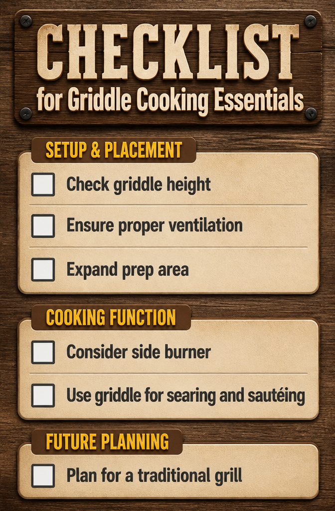 A checklist for essential griddle cooking items.