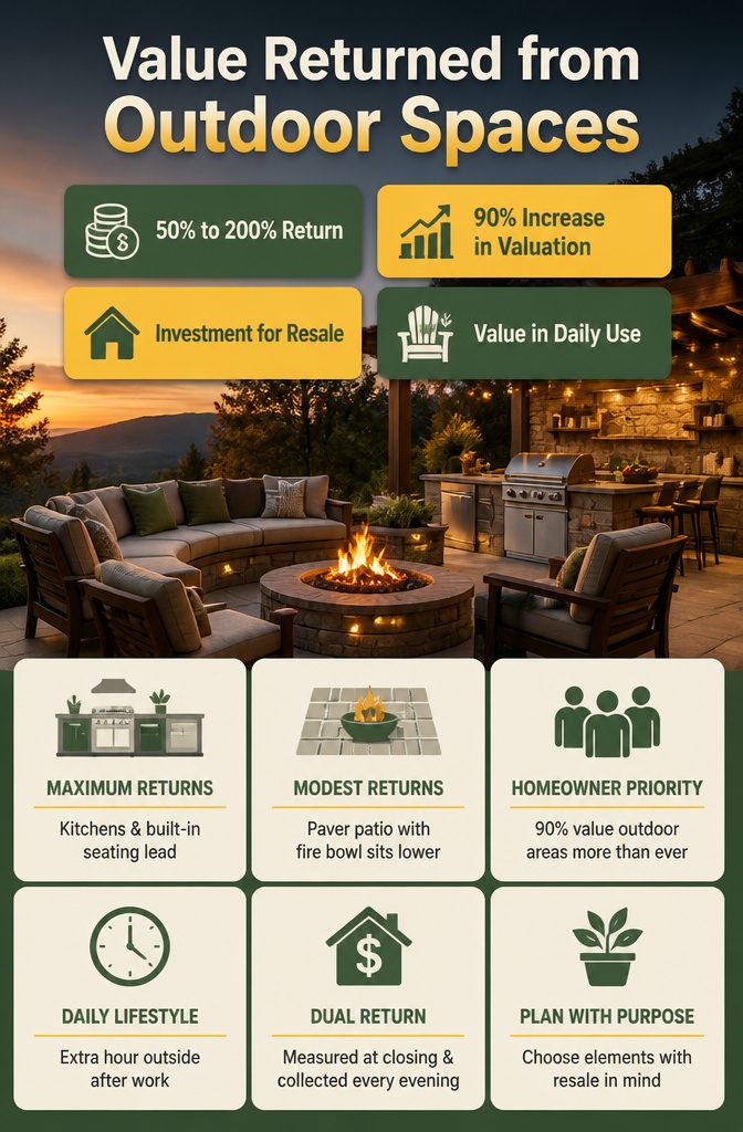 A chart illustrating value returned from outdoor spaces.