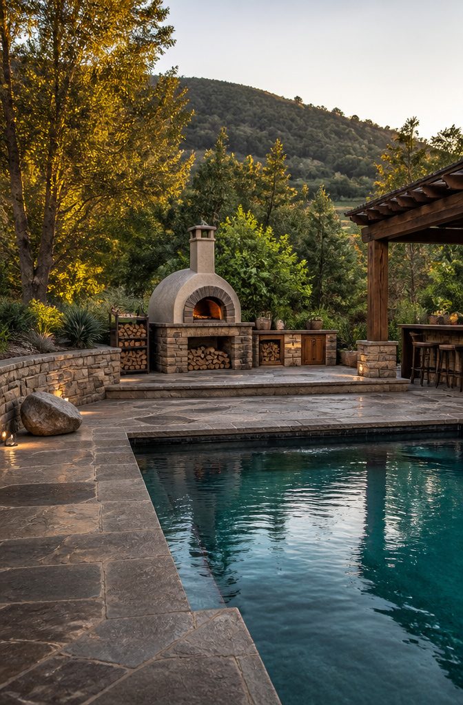 Outdoor pizza oven designed for cooking Neapolitan pizzas.